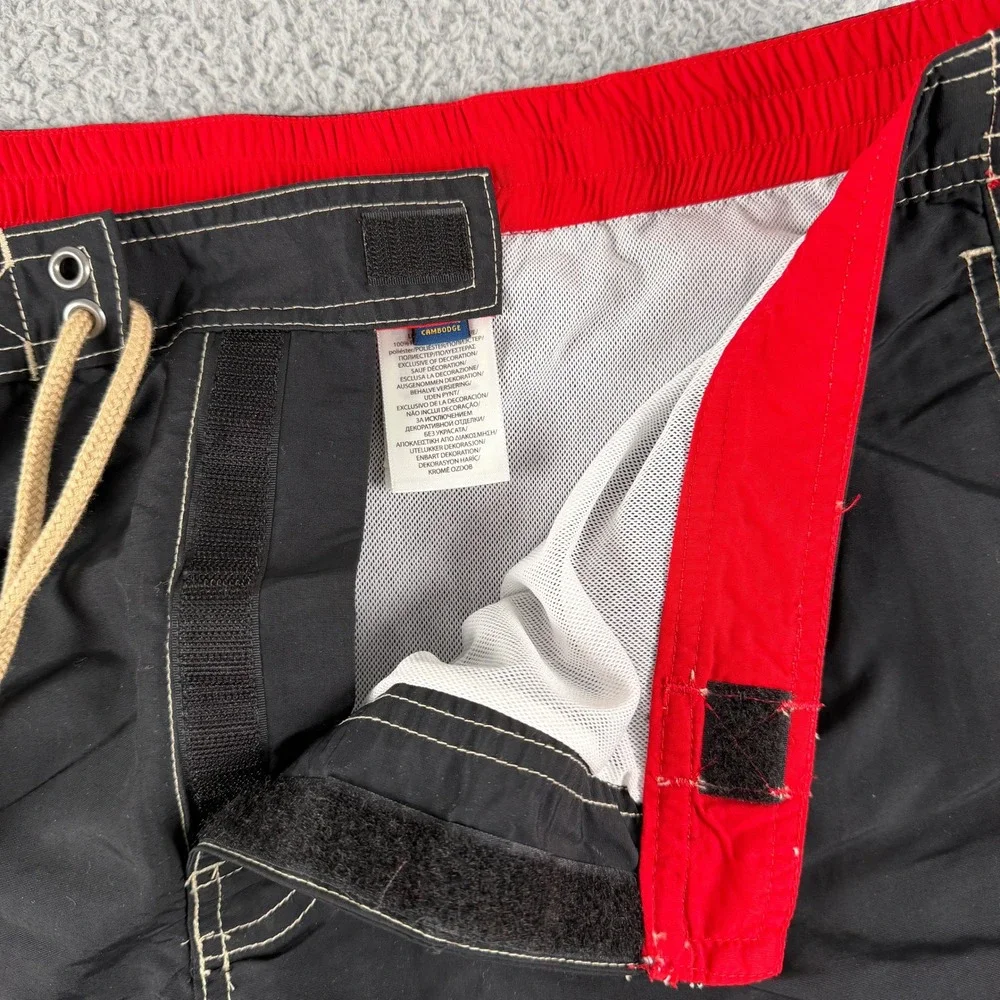 Polo Ralph Lauren‎ Swim Trunks Mens XXL Black Board Shorts Red Pony Mesh Line